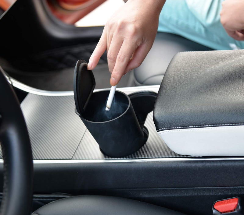 ThinSGO Silicone Trash Can with Lid - Car Cup Holder Trash Bin for Auto, Home, Office (Black) - Image 4